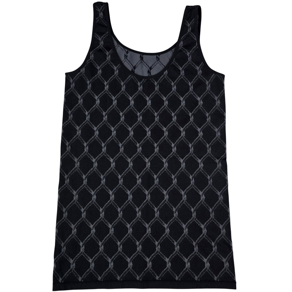 Womens Size L Reversible Chain Link Pattern Black Gray Tank Top Scoop Neck